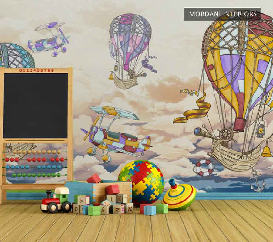 SKY HOT AIR BALLOONS KIDS WALL MURALS _ K